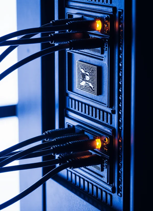 Network Probe, back of a server with cables